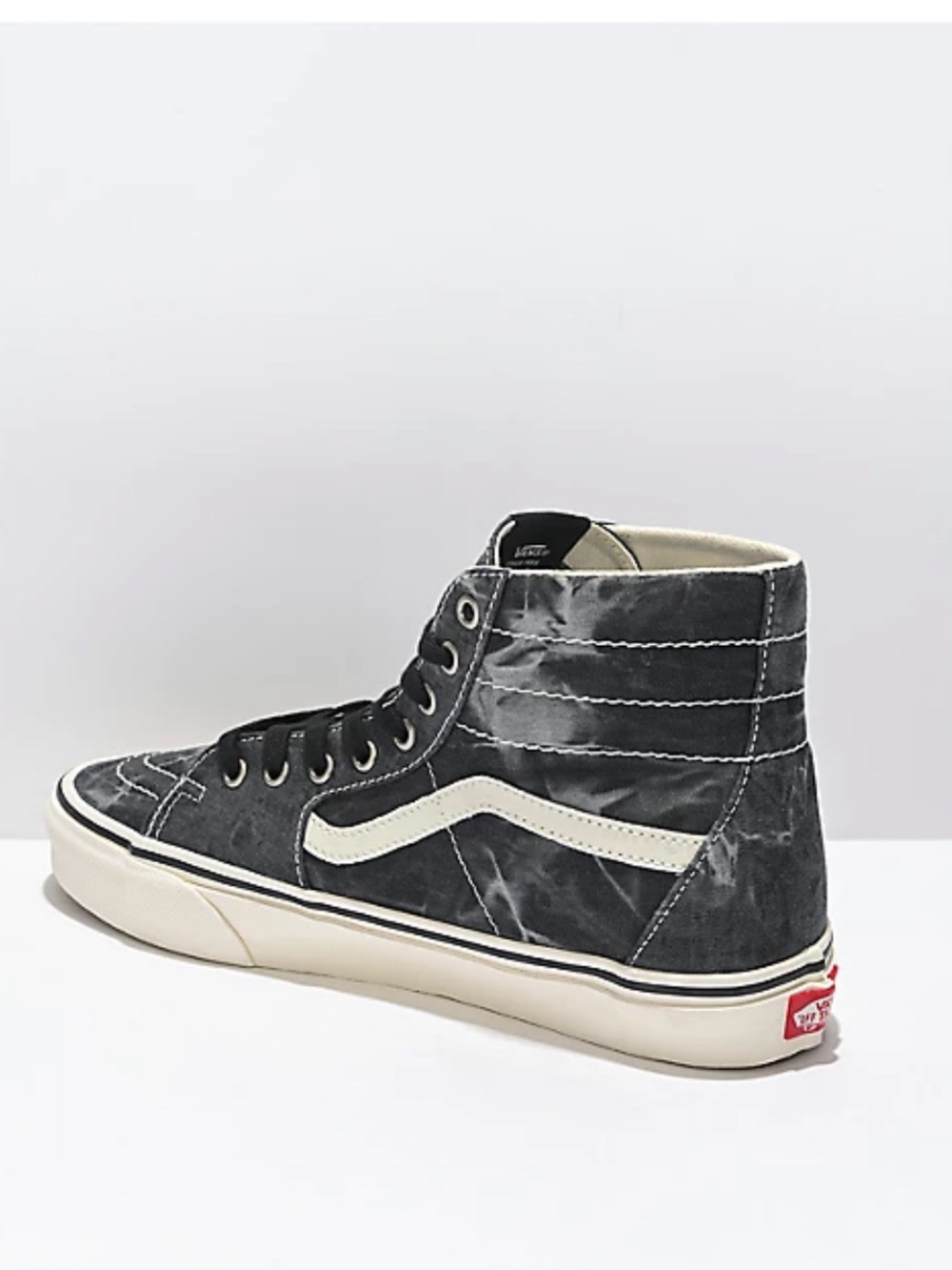 Vans Sk8-Hi Tapered "Denim Destroy" sneakers featuring a black and white marble.